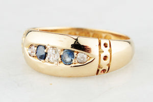 ANTIQUE VICTORIAN 1890 SAPPHIRE & DIAMOND RING 18ct GOLD
