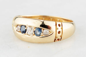 ANTIQUE VICTORIAN 1890 SAPPHIRE & DIAMOND RING 18ct GOLD