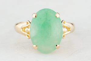 VINTAGE 1940s JADE RING 14ct GOLD