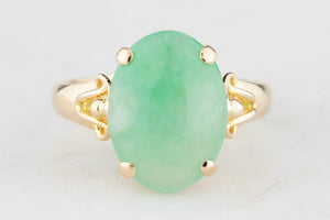 VINTAGE 1940s JADE RING 14ct GOLD