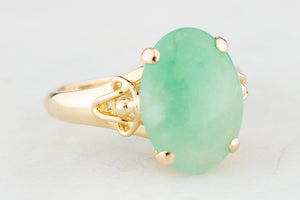VINTAGE 1940s JADE RING 14ct GOLD