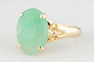 VINTAGE 1940s JADE RING 14ct GOLD
