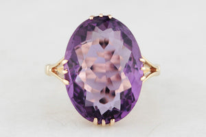 VINTAGE c1940's 8ct AMETHYST COCKTAIL RING 9ct GOLD