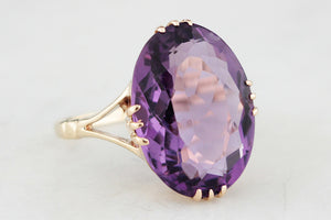 VINTAGE c1940's 8ct AMETHYST COCKTAIL RING 9ct GOLD