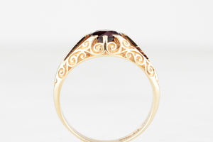 RETRO 1979 GARNET RING 9ct GOLD