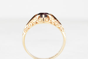 RETRO 1979 GARNET RING 9ct GOLD