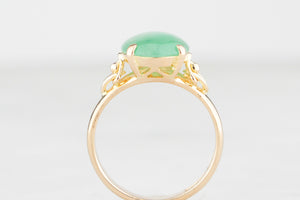 VINTAGE 1940s JADE RING 14ct GOLD