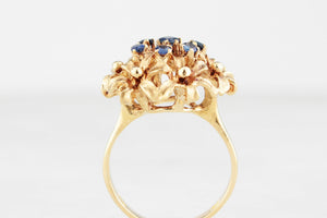 VINTAGE c1930's SAPPHIRE CLUSTER RING 18ct YELLOW GOLD