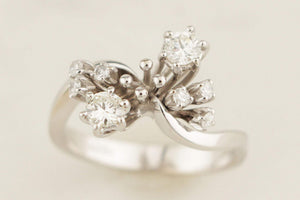 MID CENTURY c1950 DIAMOND RING 18ct WHITE GOLD