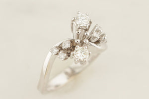 MID CENTURY c1950 DIAMOND RING 18ct WHITE GOLD