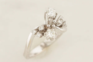 MID CENTURY c1950 DIAMOND RING 18ct WHITE GOLD