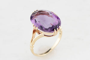 VINTAGE c1940's 8ct AMETHYST COCKTAIL RING 9ct GOLD