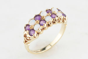 RETRO c1970’S AMETHYST & SOLID OPAL RING 9ct GOLD