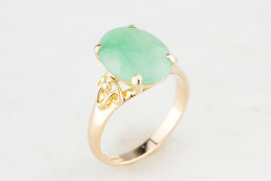VINTAGE 1940s JADE RING 14ct GOLD