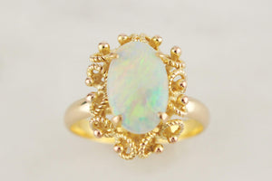 MID CENTURY c1960 SOLID OPAL RING 14ct GOLD