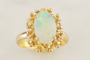 MID CENTURY c1960 SOLID OPAL RING 14ct GOLD
