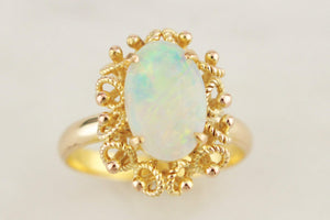 MID CENTURY c1960 SOLID OPAL RING 14ct GOLD