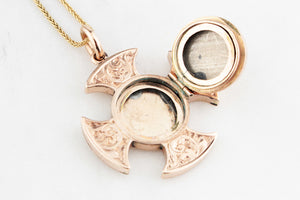 ANTIQUE VICTORIAN c1850 CROSS LOCKET PENDANT 9ct GOLD