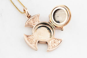 ANTIQUE VICTORIAN c1850 CROSS LOCKET PENDANT 9ct GOLD