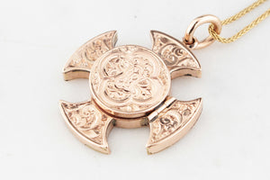 ANTIQUE VICTORIAN c1850 CROSS LOCKET PENDANT 9ct GOLD