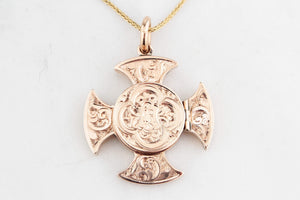 ANTIQUE VICTORIAN c1850 CROSS LOCKET PENDANT 9ct GOLD