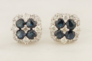 SAPPHIRE & DIAMOND EARRINGS 14ct WHITE GOLD