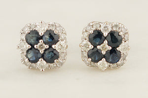 SAPPHIRE & DIAMOND EARRINGS 14ct WHITE GOLD