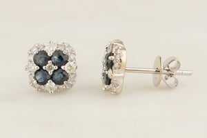 SAPPHIRE & DIAMOND EARRINGS 14ct WHITE GOLD