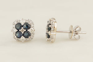 SAPPHIRE & DIAMOND EARRINGS 14ct WHITE GOLD
