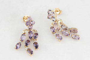 TANZANITE & DIAMOND CHANDELIER EARRINGS 9ct GOLD