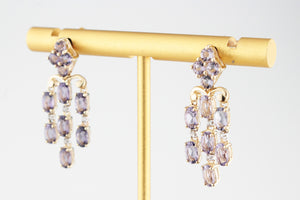 TANZANITE & DIAMOND CHANDELIER EARRINGS 9ct GOLD