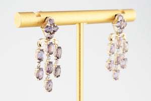 TANZANITE & DIAMOND CHANDELIER EARRINGS 9ct GOLD