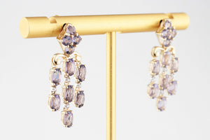 TANZANITE & DIAMOND CHANDELIER EARRINGS 9ct GOLD
