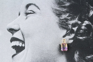 MODERN 10.20ct AMETRINE & DIAMOND EARRINGS 9ct GOLD