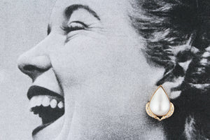 DESIGNER MABE PEARL & DIAMOND STATEMENT EARRINGS 18ct GOLD