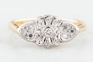 ART DECO DIAMOND RING 18ct GOLD & PLATINUM