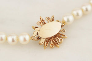 LATE ART DECO c1940 AKOYA PEARL STRAND DIAMOND CLOSURE 14ct ROSE GOLD