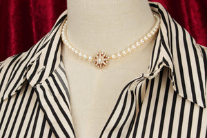 LATE ART DECO c1940 AKOYA PEARL STRAND DIAMOND CLOSURE 14ct ROSE GOLD