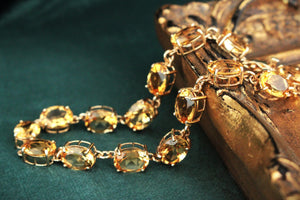 VINTAGE 8.50ct CITRINE LINE BRACELET 9ct YELLOW GOLD