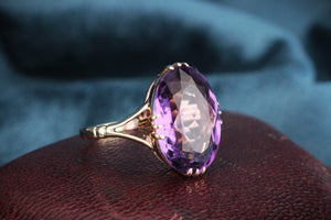 VINTAGE c1940's 8ct AMETHYST COCKTAIL RING 9ct GOLD