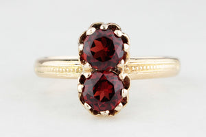 ANTIQUE EDWARDIAN c1915 GARNET ‘TOI ET MOI’ RING 14ct GOLD