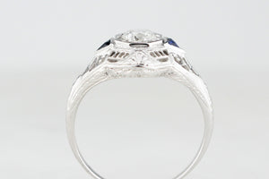 ANTIQUE 1920s .65ct DIAMOND & SAPPHIRE RING 18ct WHITE GOLD