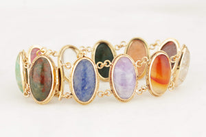 ANTIQUE EDWARDIAN c1910 GEMSTONE BRACELET 18ct GOLD
