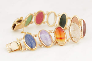 ANTIQUE EDWARDIAN c1910 GEMSTONE BRACELET 18ct GOLD