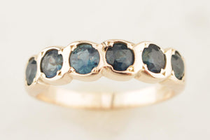 VINTAGE ESTATE SAPPHIRE HALF HOOP 9ct YELLOW GOLD