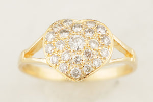 MODERN DIAMOND HEART RING 18ct YELLOW GOLD