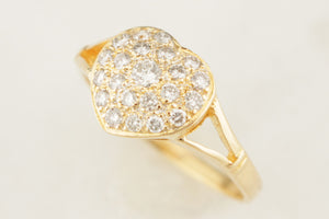 MODERN DIAMOND HEART RING 18ct YELLOW GOLD