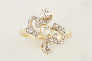 ANTIQUE ART NOUVEAU c1900 DIAMOND RING 18ct GOLD