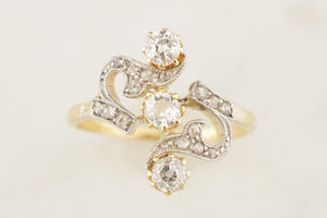 ANTIQUE ART NOUVEAU c1900 DIAMOND RING 18ct GOLD