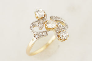 ANTIQUE ART NOUVEAU c1900 DIAMOND RING 18ct GOLD